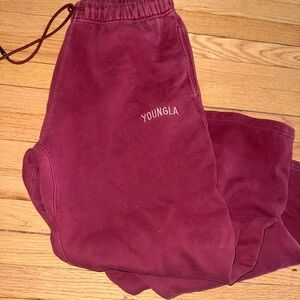 YoungLA Maroon Joggers with Drawstring